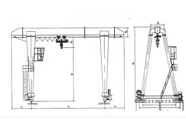 MH Single Girder Hoist Gantry Crane drawing