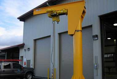 Pillar jib crane design with I beam cantilever,- Motorized jib cranes for sale