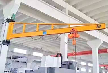Wall mounted jib cranes – overbraced tie-rod jib for long cantilever