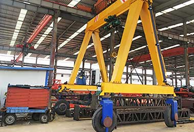 Single girder rubber tyred gantry crane with wire rope hoist