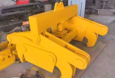 Double girder overhead crane below hook device and crane attachment- Slab lifting devices