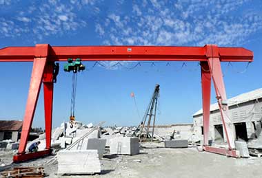 Single girder overhead gantry crane for stone, marble and granite handling