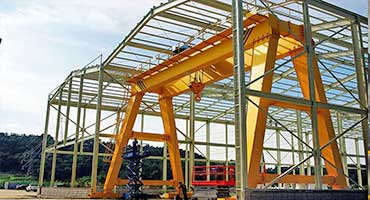 Double girder gantry crane for logistics material handling