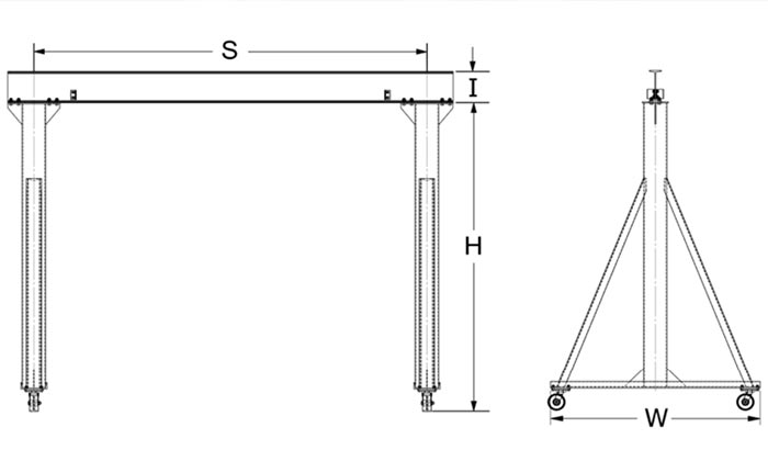 Hand push movable gantry crane drawing 