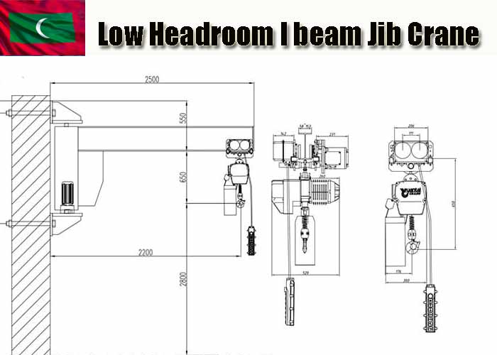 Wall mounted I beam jib cranes 1 ton for sale Maldives 