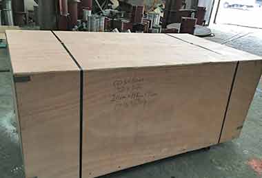 Electric wire rope hoist packed into wooden box for delivery to Pakistan