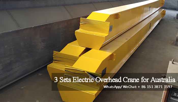 Main girders of 3 sets of electric single girder overhead travelling cranes 5 tons and 6 ton for Australian projects 