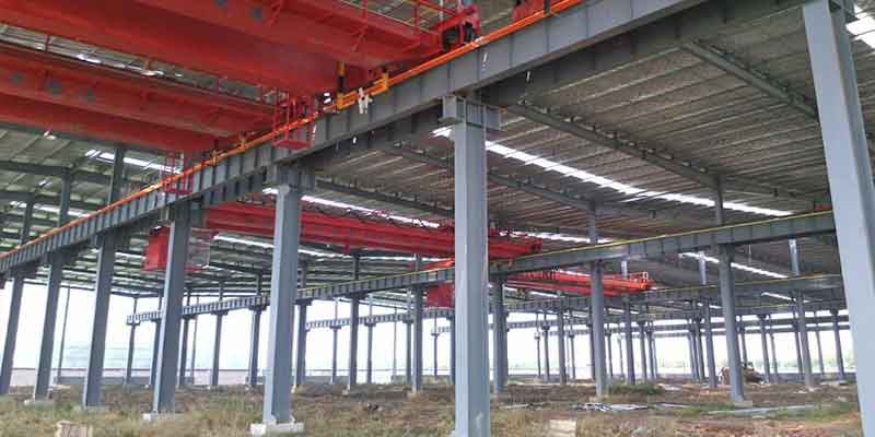 prefabricated steel structure factory with overhead crane systems