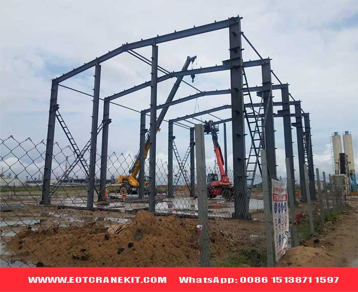 Steel metal building project in Nigeria under installation 