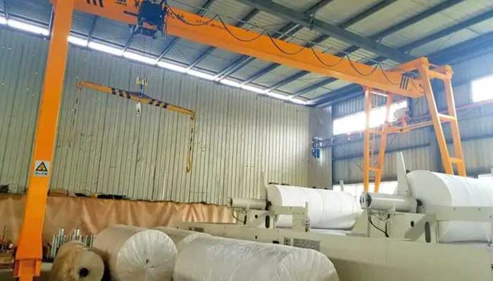 full gantry crane with single girder design for paper roll handling in paper making mill