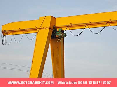 A frame single beam gantry crane with u shaped and i beam girder, equipped with monorail hoist 