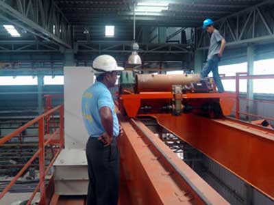 10 ton overhead crane with open winch trolley for steel coil plant in Bangladesh 