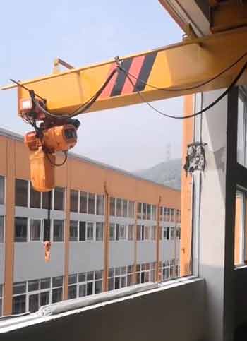 Telescoping bridge under running overhead crane for high building use for material handling 