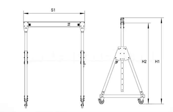 LT2 Height Adjustable Aluminum Gantry Crane Drawing for Your Reference LT2 Height Adjustable Aluminum Gantry Crane Drawing for Your Reference