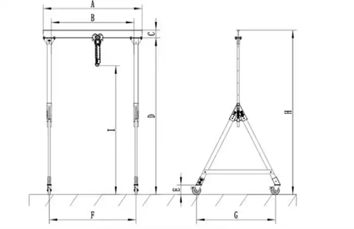 LT4 Simple Aluminum Portable Gantry Crane Drawing for Your Reference LT4 Simple Aluminum Portable Gantry Crane Drawing for Your Reference