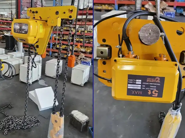 Low headroom electric chain hoist with low headroom design for the mobile gantry crane 