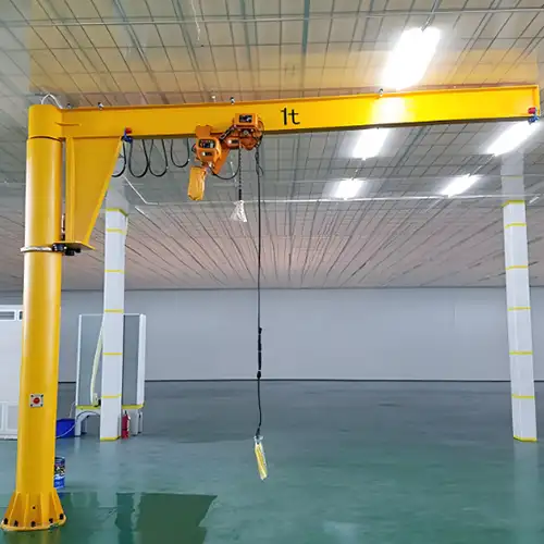 H beam pillar mounted jib crane with low headroom hoist for low built workshop and facility 