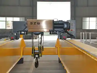 European style overhead crane double girder + main hook and auxiliary hook electric hoist trolley