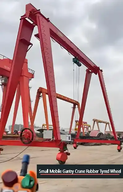 small mobile gantry crane with rubber tyred wheels 