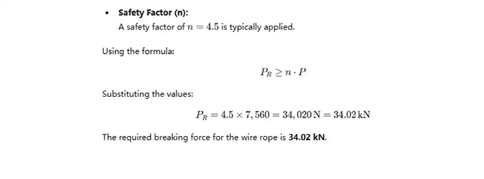 Wire Rope Calculations for the NR3T-45M Wire Rope Electric Hoist