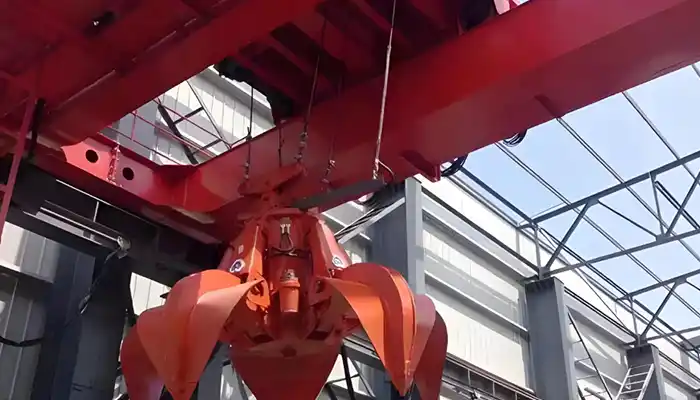 Orange peel grab bucket crane with double girder overhead crane design 