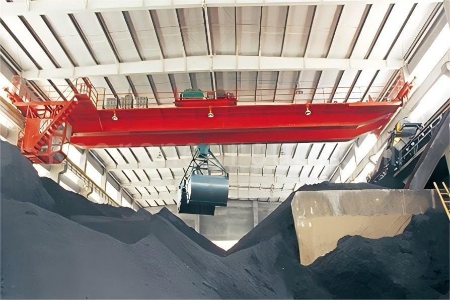 double girder overhead crane with clamshell grab bucket for sale 