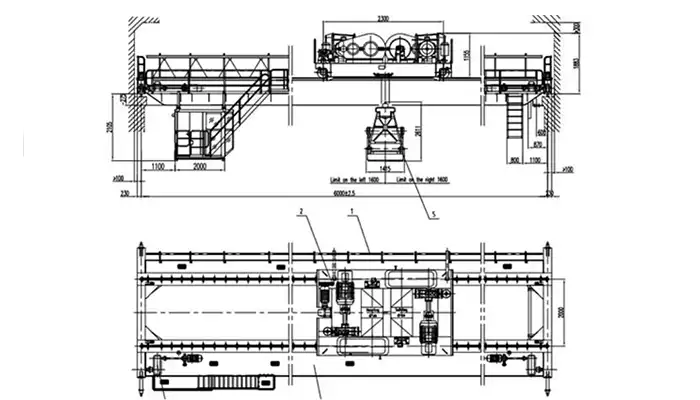 Grab bucket overhead crane 5 ton drawing desigend for client's project in Saudi Arabia 