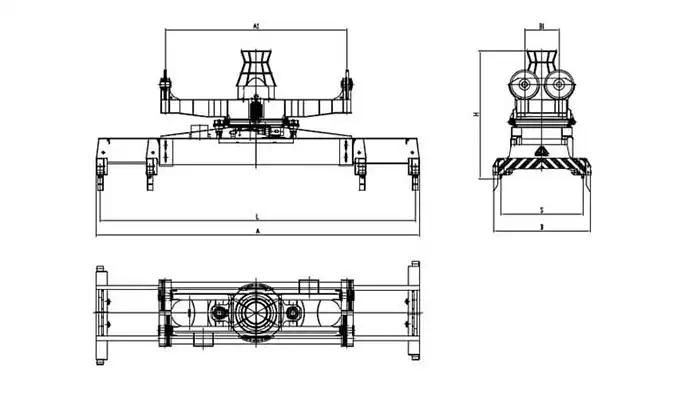 drawing of telescopic container spreader 