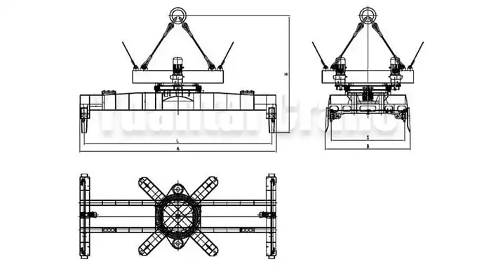 drawing of rotatry container speader 