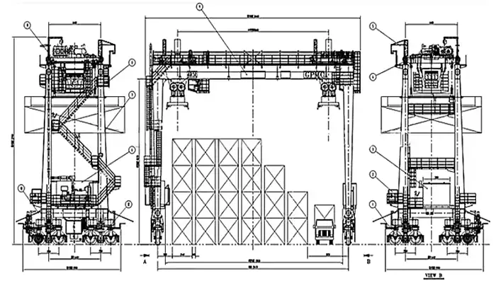 Drawing of RTG container cranes 