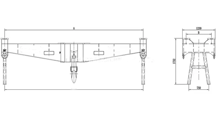 drawing of Cargo Beam Spreader with Hook