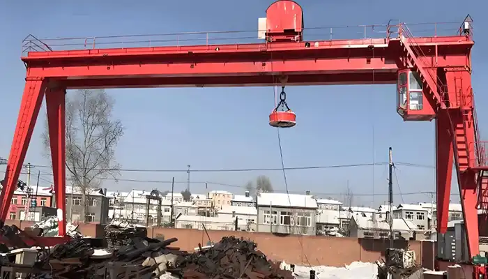 gantry crane with electromangetic spreader