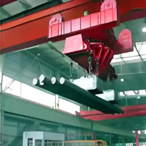 overhead bridge crane with electromagnetic sprader for billet handling,