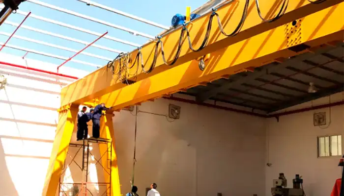 10 ton double girder gantry crane with integrated hoist trolley