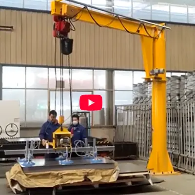 Freestanding Jib Crane + Vacuum Lifter for Steel Plate Handling