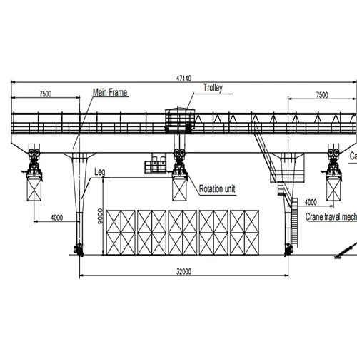 50 Ton RMG Container Crane Drawing | 32m Span M7
