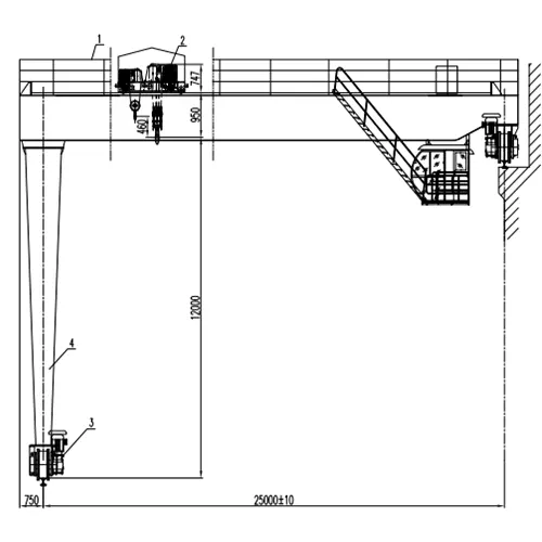 15/5 Ton 25m × 12m A6 Double Girder Semi-Gantry Crane