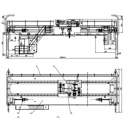 50/10 Ton Foundry Crane | 25.5m Span, 12m Lift, Dual Hook
