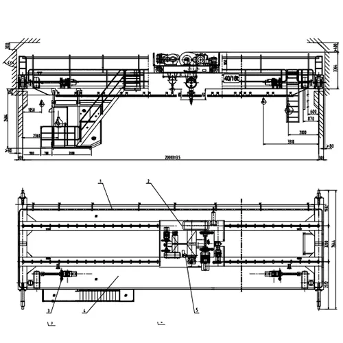 40/16 Ton Foundry Crane | 20m Span, 17m Lift, Dual Hook
