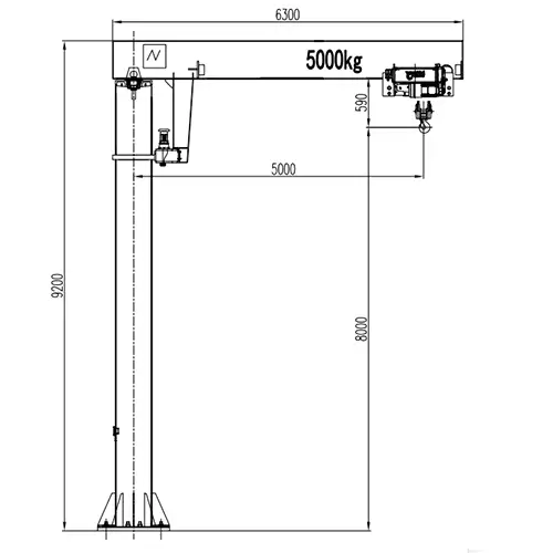 5t Outdoor Pillar Jib Crane M6 r5m h8m, 5 Ton Jib Crane Project