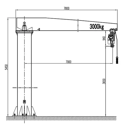 Pillar Jib Crane for Workshop Material Handling 3t r7m h3.65m