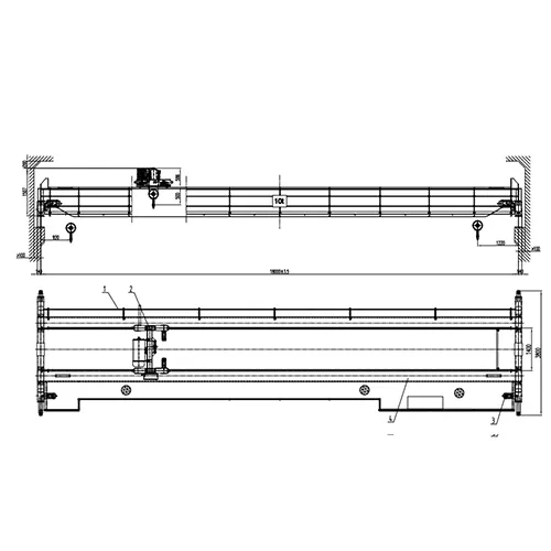 Double Girder Overhead Crane 10 Ton S18m H9.5m Low Headroom 1645mm