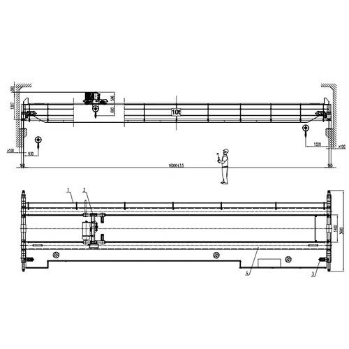 Indoor Overhead Crane 10 Ton S16m H9m with Full VFD Dual-Speed