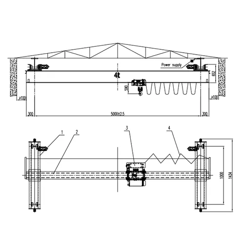 Underhung Overhead Crane 4 Ton S5m H5m, NLX Ceiling Mounted Crane
