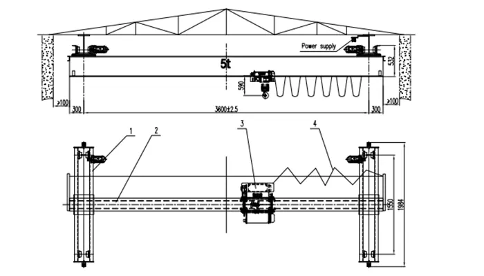 Underhung Crane 5 Ton S3.6m H6m for Radioactive Waste Container Handling