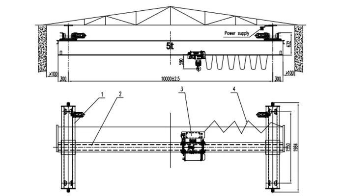 Full VFD Underhung Crane 5 Ton S10m H6.5m | All-Motion VFD Drawing 