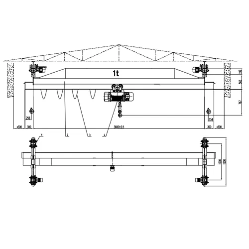 Cantilever Underhung Crane 1 Ton S3.6m H24m VFD