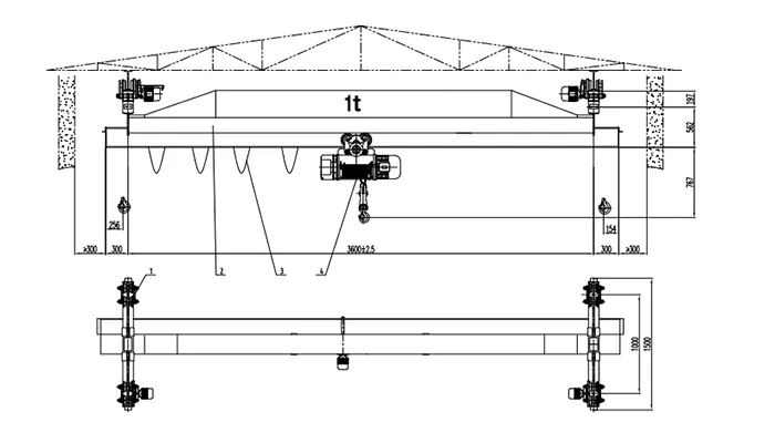 Cantilever Underhung Crane 1 Ton S3.6m H24m VFD