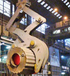 Gripping tongs for steel mill cranes