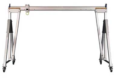 Span and height adjustable aluminum gantry crane 